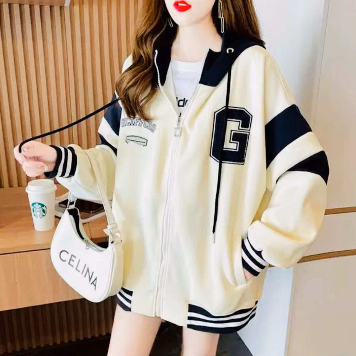 Áo Hoodie Zip Nam Nữ Với Chất Liệu Vải Nỉ Ngoại Dày Dặn Có In Thêu Chữ G Phối Form Rộng Cực Chất Có Sọc Bên 2 Tay Siêu Đẹp Hàng Hot Trend-Htm Fashion - Ảnh 3