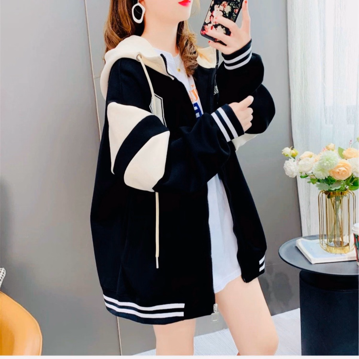 Áo Hoodie Zip Nam Nữ Với Chất Liệu Vải Nỉ Ngoại Dày Dặn Có In Thêu Chữ G Phối Form Rộng Cực Chất Có Sọc Bên 2 Tay Siêu Đẹp Hàng Hot Trend-Htm Fashion - Ảnh 9