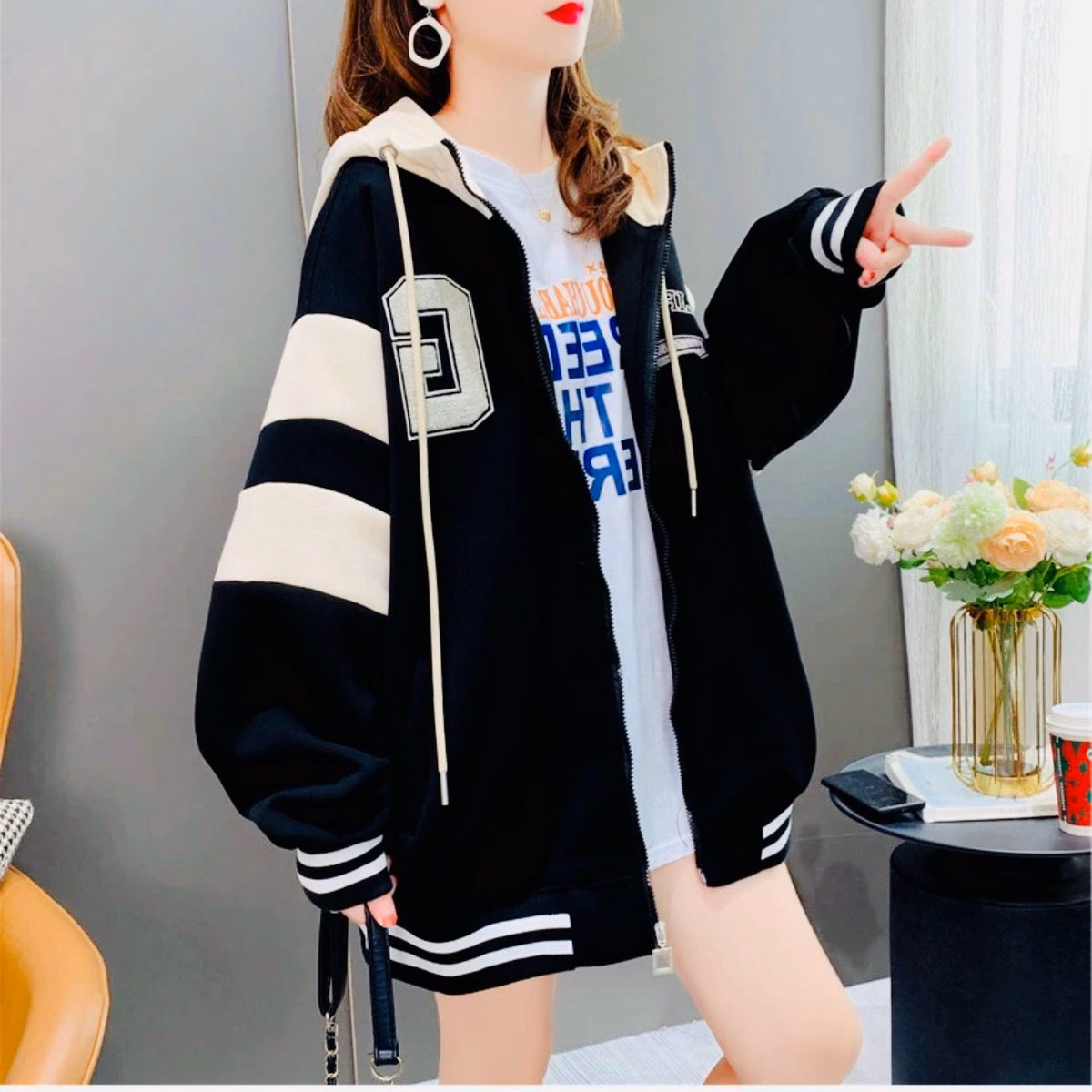 Áo Hoodie Zip Nam Nữ Với Chất Liệu Vải Nỉ Ngoại Dày Dặn Có In Thêu Chữ G Phối Form Rộng Cực Chất Có Sọc Bên 2 Tay Siêu Đẹp Hàng Hot Trend-Htm Fashion - Ảnh 2
