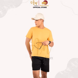 Áo Thun Nam Cổ Tròn Màu Vàng Nghệ 100% Cotton Cao Cấp - Gold Rhino