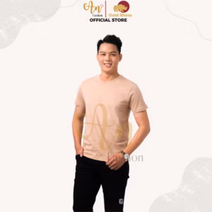 Áo Thun Nam Cổ Tròn Màu Beige 100% Cotton Cao Cấp - Gold Rhino