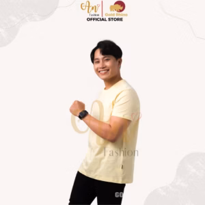 Áo Thun Nam Cổ Tròn Màu Vàng Mơ 100% Cotton Cao Cấp - Gold Rhino