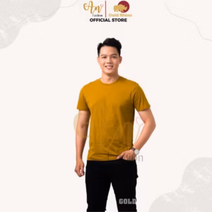 Áo Thun Nam Cổ Tròn Màu Vàng Đồng 100% Cotton Cao Cấp - Gold Rhino