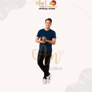 Áo Thun Nam Cổ Tròn Màu Lam Jp 100% Cotton Cao Cấp - Gold Rhino