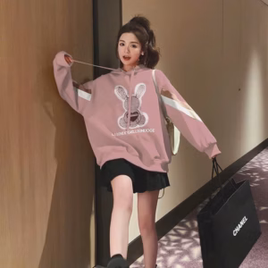 Áo Hoodie Nữ Vải Nỉ Dày Dặn In Hình Thỏ Tai Dài Siêu Xinh Tp70 - Golden Dream