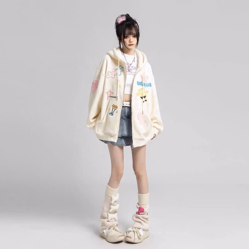 Áo Khoác Nỉ Dây Kéo In Hình Toàn Thân Siêu Cute Cho Các Nàng Tp30 - Golden Dream - Ảnh 3