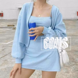 Set Bộ Đồ Nữ Áo 2 Dây Phối Chân Váy Ngắn Kèm Áo Khoác S18- Nana House