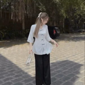 Set Bộ Đồ Nữ Áo Bà Ba Cổ Tàu Nút Mây Dd511- Nana House