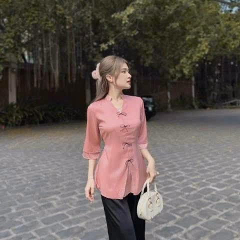 Set Bộ Đồ Nữ Áo Bà Ba Cổ Tàu Nút Mây Dd511- Nana House - Ảnh 4