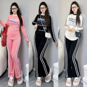Set Bộ Đồ Nữ Baliagaem Áo Tay Dài Vạt Bầu Mix Quần Phối Sọc Sa884 - Sam Store