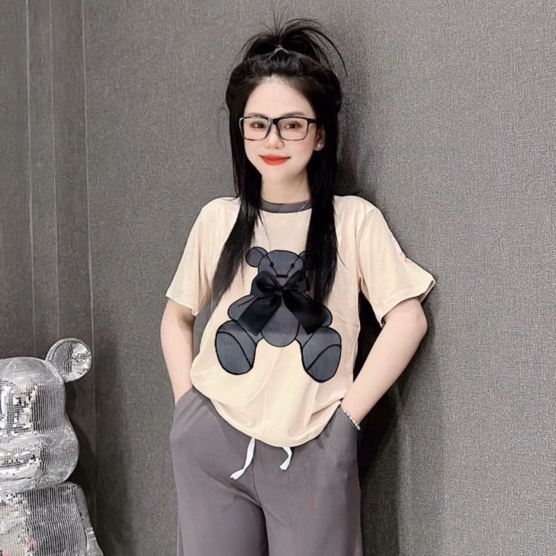 Set Bộ Đồ Nữ Thun Tăm Lạnh Thêu Gấu Đính Nơ Sa855 - Sam Store - Ảnh 2