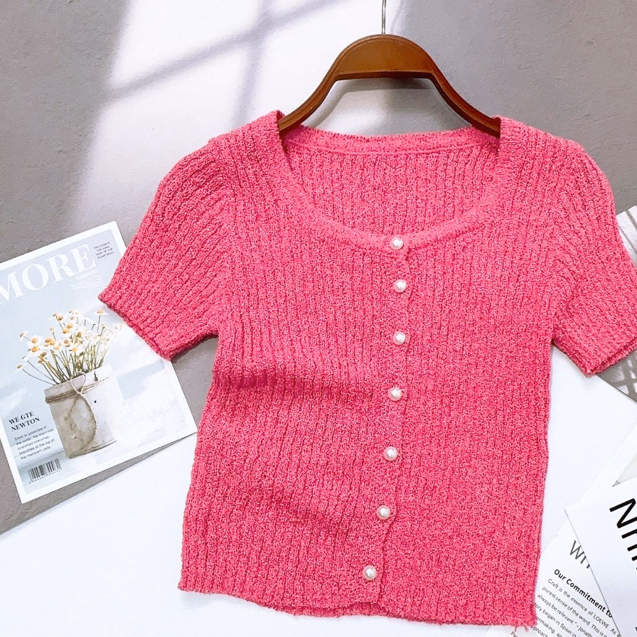 Áo Len Xốp Cộc Tay Khuy Ngọc Sang Chảnh Dành Cho Bạn Nữ Slcxa227 - Chipxinh - Ảnh 8