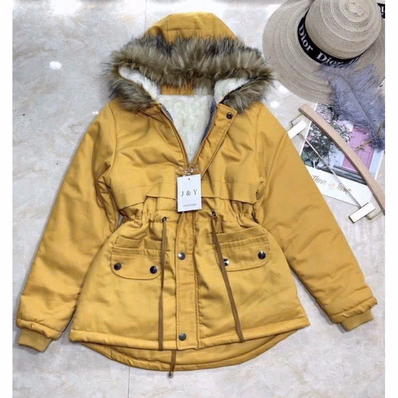 Áo Khoác Kaki Lót Bông Siêu Dày Dặn Chất Liệu Vải Hàng Cao Cấp Form Dài Kèm Phối Túi Sỏ Thắt Dây Eo Gọn Gàng Áo Đẹp Hàng Hot Trend-Htm Fashion - Ảnh 3