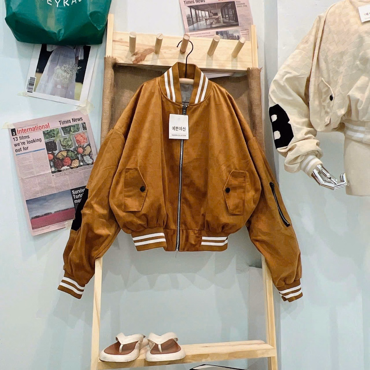 Áo Khoác Lửng Bomber Nữ Kiểu Dáng Lửng Kaki Nhung Tuyết 2 Lớp Chất Vải Dày Dặn Ao Đẹp Hàng Hot Trend-Htm Fashion - Ảnh 6