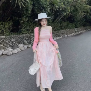 Set Đầm Váy Nữ 2 Dâycổ Yếm Kèm Áo Khoác Sa510 - Sam Store