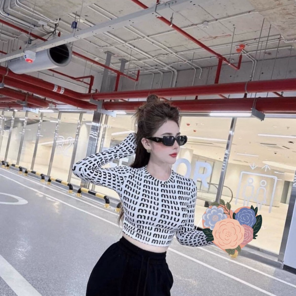 Set Bộ Đồ Nữ Áo Croptop Tay Dài Mix Quần Ống Suông Bt883 - Nana House - Ảnh 5