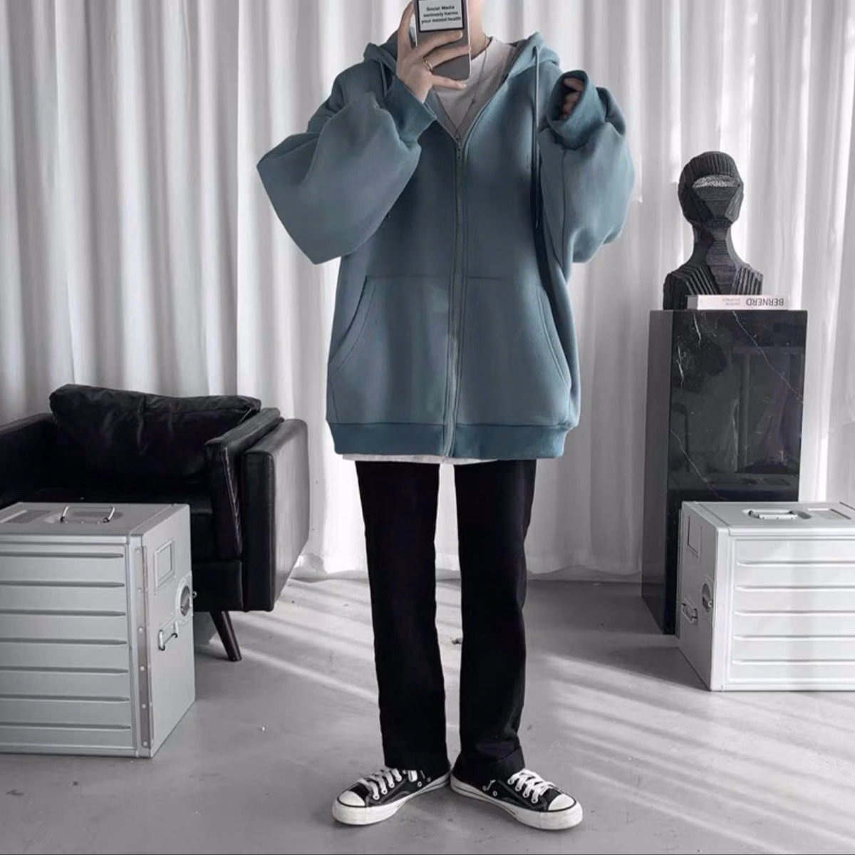 Áo Hoodie Nỉ Nam Nữ Phối Có Khóa Kéo Với Chất Liệu Vải Dày Dặn Bao Đẹp Hàng Hot Trend-Htm Fashion - Ảnh 6