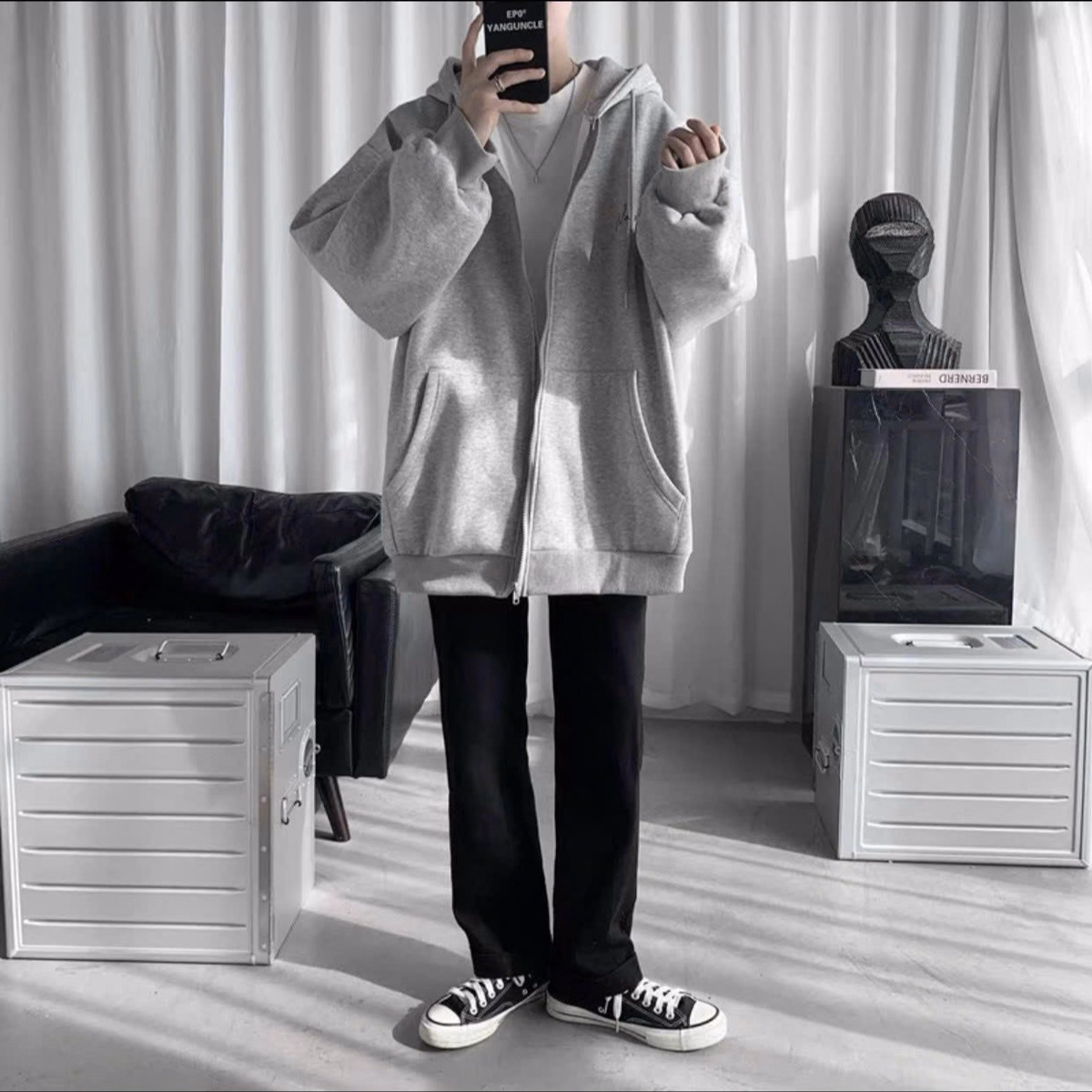 Áo Hoodie Nỉ Nam Nữ Phối Có Khóa Kéo Với Chất Liệu Vải Dày Dặn Bao Đẹp Hàng Hot Trend-Htm Fashion - Ảnh 4