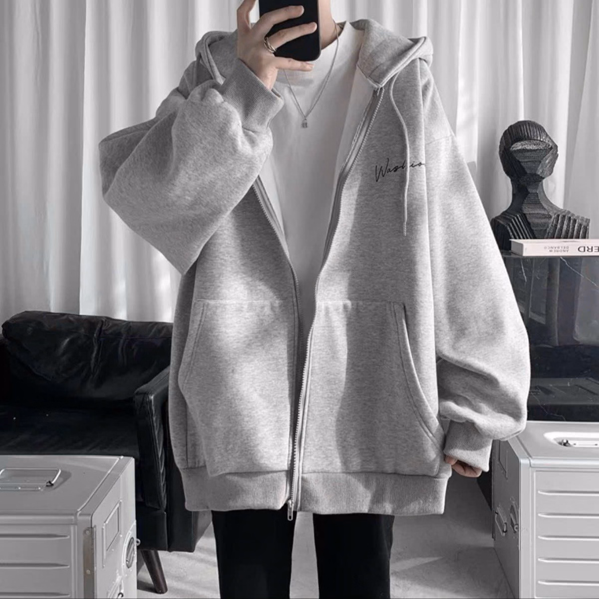 Áo Hoodie Nỉ Nam Nữ Phối Có Khóa Kéo Với Chất Liệu Vải Dày Dặn Bao Đẹp Hàng Hot Trend-Htm Fashion - Ảnh 9