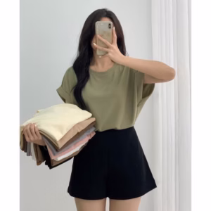 Áo Phông Trơn Nữ Cánh Tay Rơi 4 Màu