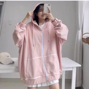 Áo Hoodie Chạy Sọc Viền Tay Áo Bồng Khóa Kéo Có 2Màu Dễ Đẹp Form Rộng Có Nón Trùm Đầu Hàng Hot Trend-Htm Fashion