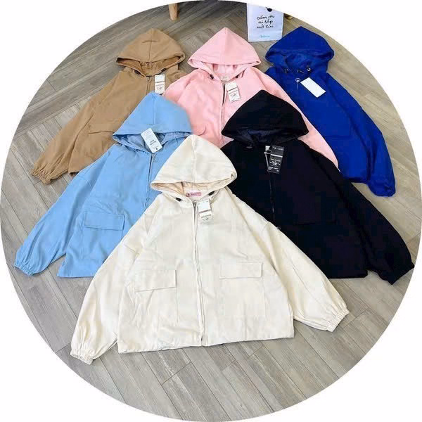 Áo Khoác Kaki Trơn Nữ Phối Túi Hộp Có Da Lộn 2 Lớp Kèm Nón Trùm Đầu Đẹp Form Rộng Khóa Zip Kéo Hot Trend-Htm Fashion - Ảnh 12
