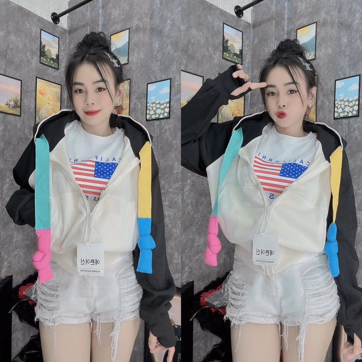 Áo Khoác Nữ Len Gân 4 Túi Dây Bản To Phối Màu Cực Xinh Vải Dày Dặn Form Rộng Dáng Lửng Siêu Đẹp Hot Trend-Htm Fashion