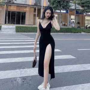 Đầm Váy Nữthun Gân 2 Dây Xẻ Tà Form Dài Sa631 - Sam Store