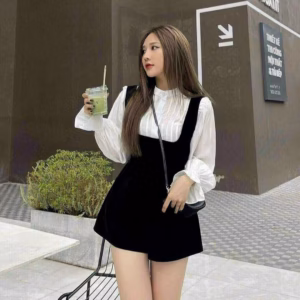 Set Bộ Đồ Nữ Yếm Nhung Mix Áo Tay Bèo Sa975 - Sam Store