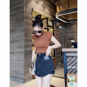 Áo Cổ Lọ Thun Rip Tay Ngắn Dáng Croptop Hot Hit - Lê Phương Boutique