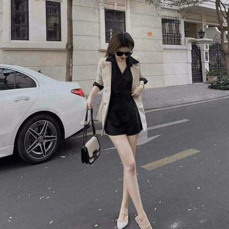 Set Bộ Đồ Nữ 3 Món Vest Cotton Lạnh Mix Áo Sơ Mi Lụa Bt966 - Nân House - Ảnh 3