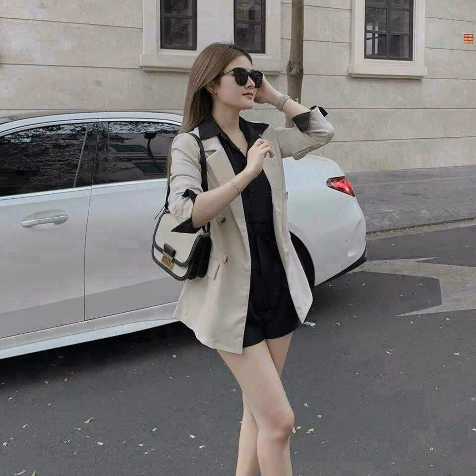 Set Bộ Đồ Nữ 3 Món Vest Cotton Lạnh Mix Áo Sơ Mi Lụa Bt966 - Nân House