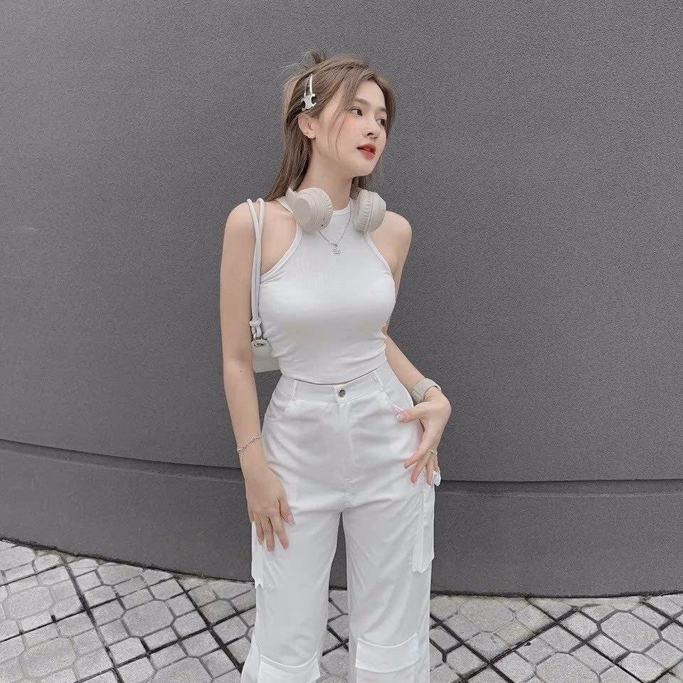 Set Bộ Đồ Nữ Áo Crotop Ba Lỗ Mix Quần Túi Hộp Bt976 - Nana House - Ảnh 4