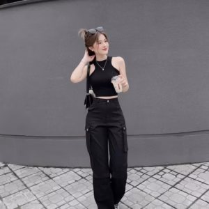 Set Bộ Đồ Nữ Áo Crotop Ba Lỗ Mix Quần Túi Hộp Bt976 - Nana House