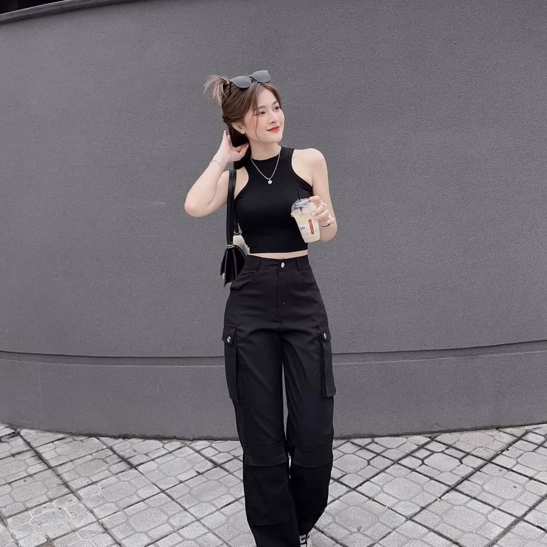 Set Bộ Đồ Nữ Áo Crotop Ba Lỗ Mix Quần Túi Hộp Bt976 - Nana House