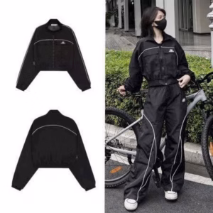 Áo Khoác Dù Nữ 2 Lớp Form Croptop Lửng Tay Cánh Dơi Chạy Viền Phối 2 Túi Hộp Tweinn Tp32 - Golden Dream