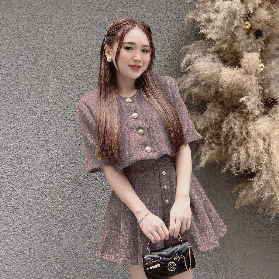 Set Bộ Đồ Nữ Áo Croptop Tay Ngắn Kèm Quần Short Xếp Ly Q34- Sam Store - Ảnh 4