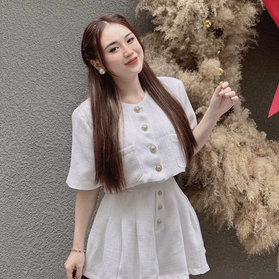 Set Bộ Đồ Nữ Áo Croptop Tay Ngắn Kèm Quần Short Xếp Ly Q34- Sam Store - Ảnh 3