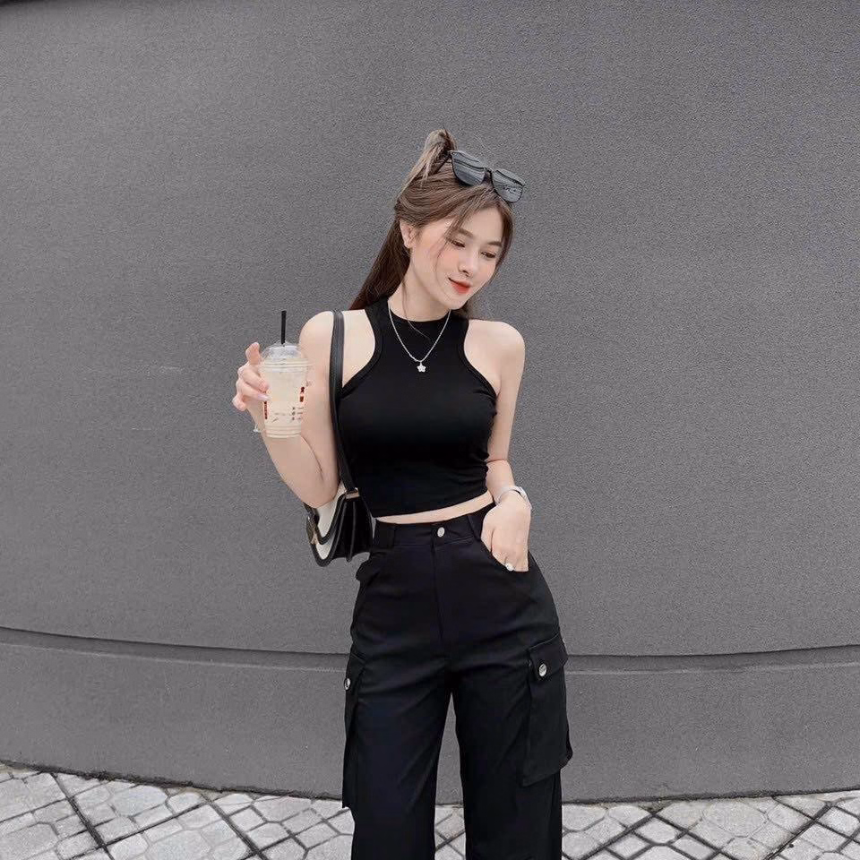 Set Bộ Đồ Nữ Áo Crotop Ba Lỗ Mix Quần Túi Hộp Sa976 - Sam Store - Ảnh 2