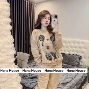 Set Bộ Đồ Nữ Dài Chất Nỉ In Hình Gấu Bt786 - Nana House