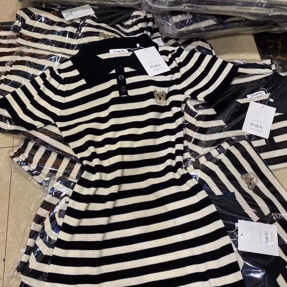 Đầm Váy Nữ Cổ Sơ Mi Sọc Đen Trắng Bt654 - Nana House - Ảnh 5