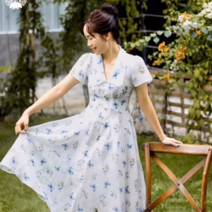 Đầm Voan Hoa Cổ Lá Đính Cườm Dd011 - Nana House