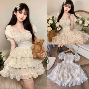 Đầm Váy Nữ Voan Gân Phối Ren(Có Mút Ngực) Dd100 - Nana House