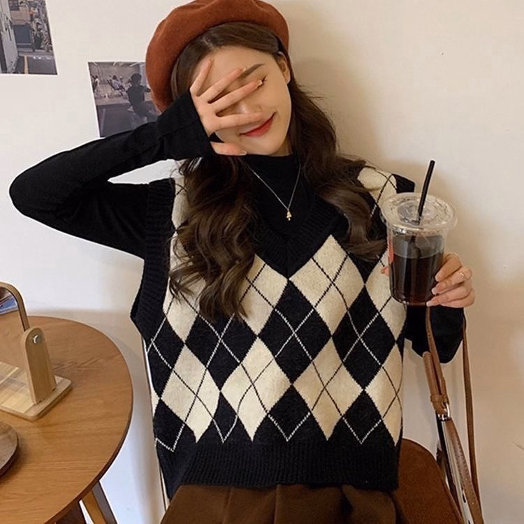 Áo Len Gile Họa Tiết Quả Trám Form Rộng, Phong Cách Vintage Dành Cho Bạn Nữ Slcxa215 - Chipxinhxk