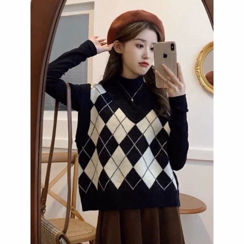 Áo Len Gile Họa Tiết Quả Trám Form Rộng, Phong Cách Vintage Dành Cho Bạn Nữ Slcxa215 - Chipxinhxk - Ảnh 3