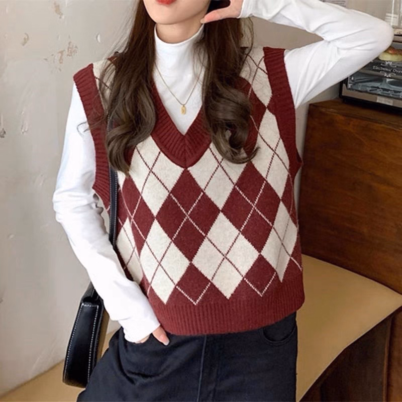 Áo Len Gile Họa Tiết Quả Trám Form Rộng, Phong Cách Vintage Dành Cho Bạn Nữ Slcxa215 - Chipxinhxk - Ảnh 5