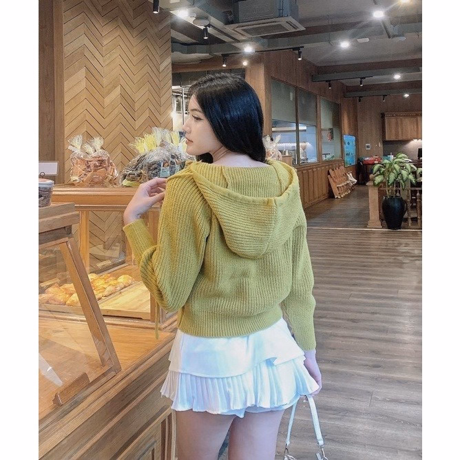 Áo Khoác Len Dài Tay Có Mũ, 2 Khóa Kéo Phong Cách Hàn Quốc Mẫu Mới - Chipxinhxk - Ảnh 3