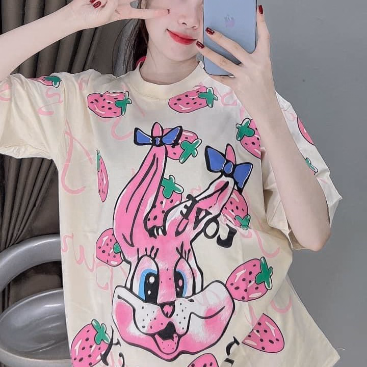 Set Bộ Đồ Nữ In Nổi Bé Thỏ Siêu Cute Dáng Form Rộng Chất Liệu Vải Thun Co Giãn Tốt Hàng Đẹp Lắm Nha Hot Trend-Htm Fashion - Ảnh 3