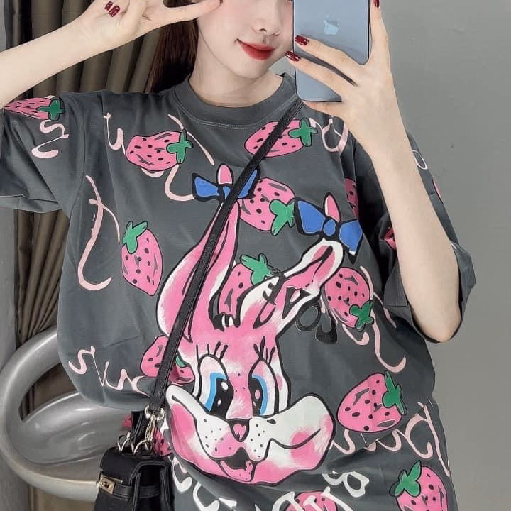 Set Bộ Đồ Nữ In Nổi Bé Thỏ Siêu Cute Dáng Form Rộng Chất Liệu Vải Thun Co Giãn Tốt Hàng Đẹp Lắm Nha Hot Trend-Htm Fashion - Ảnh 5