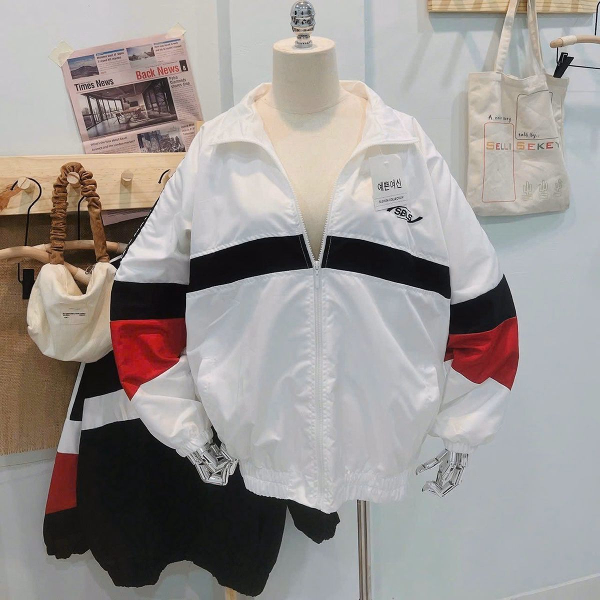 Áo Khoác Dù Mero Có In Chữ Sbls Phối Màu Sọc Cực Xịn Chất Vải Mát Form Rộng Có Bo Chun Siêu Xinh Hàng Hot Trend-Htm Fashion - Ảnh 4